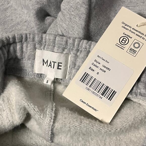 MATE the Label Men's Fleece Short Gray Small Sweatshort Organic Cotton Lounge - Picture 3 of 4